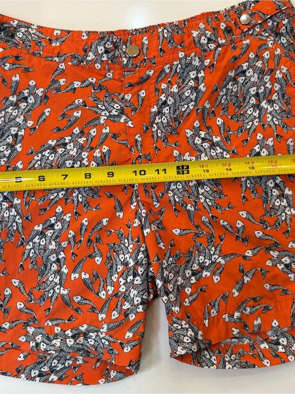 Danward Men’s Swim Trunks M Orange Fish Print Made in Italy Designer Swim Shorts